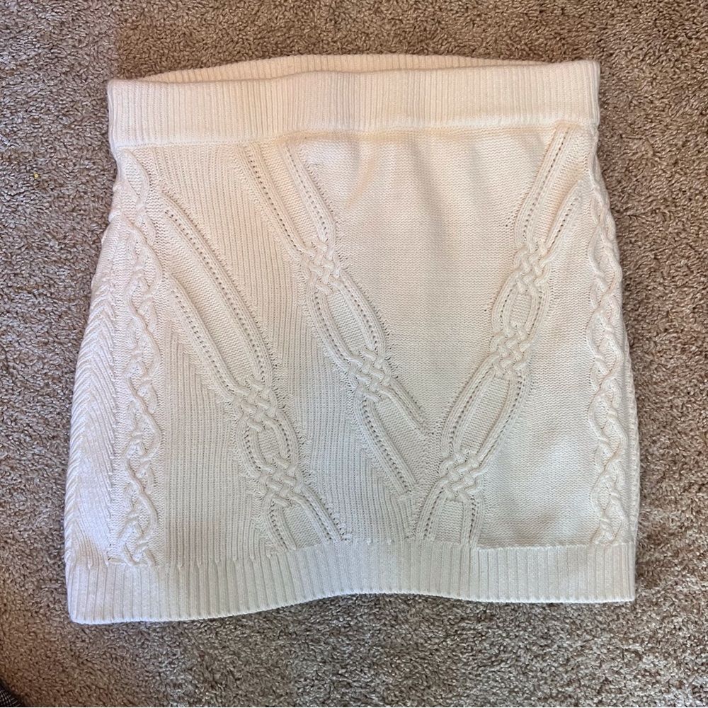 Maeve Cream Cable-Knit Mini Skirt